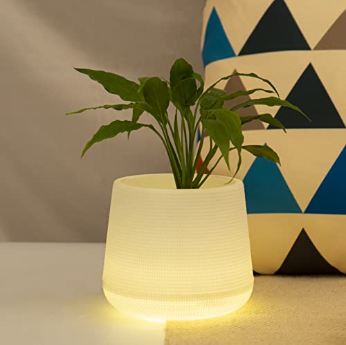 Image of KYARI Illuminati Led Plastic Pots for Indoor Plants with Drainage Hole (Best Flower Pots & Planters for Home Decor, Living Room, Kitchen, Bedroom, Table Top, Office, Gifting, Warm White)