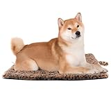 PetTemp Large Self Heating Pet Pad, Thermal Self Warming Bed Blanket for Cats and Small Dogs, Soft Washable Non Electric Sleeping Mat with Non Slip Hook, Indoor Outdoor Use, 30x24 in, Brown Black