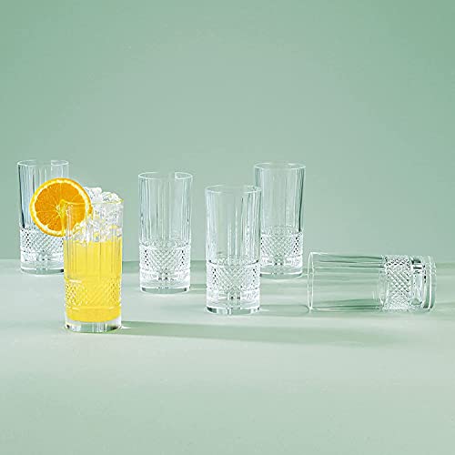 Image of Premium Juice Glasses Drinking Glasses, Highball Lead-Free Glasses, Tumblers for Water, Juice, Beer, Cocktail and Mixed Drinks - Pieces, Transparent (Ring Glasses, 6 Count (Pack of 1)), 350 ml