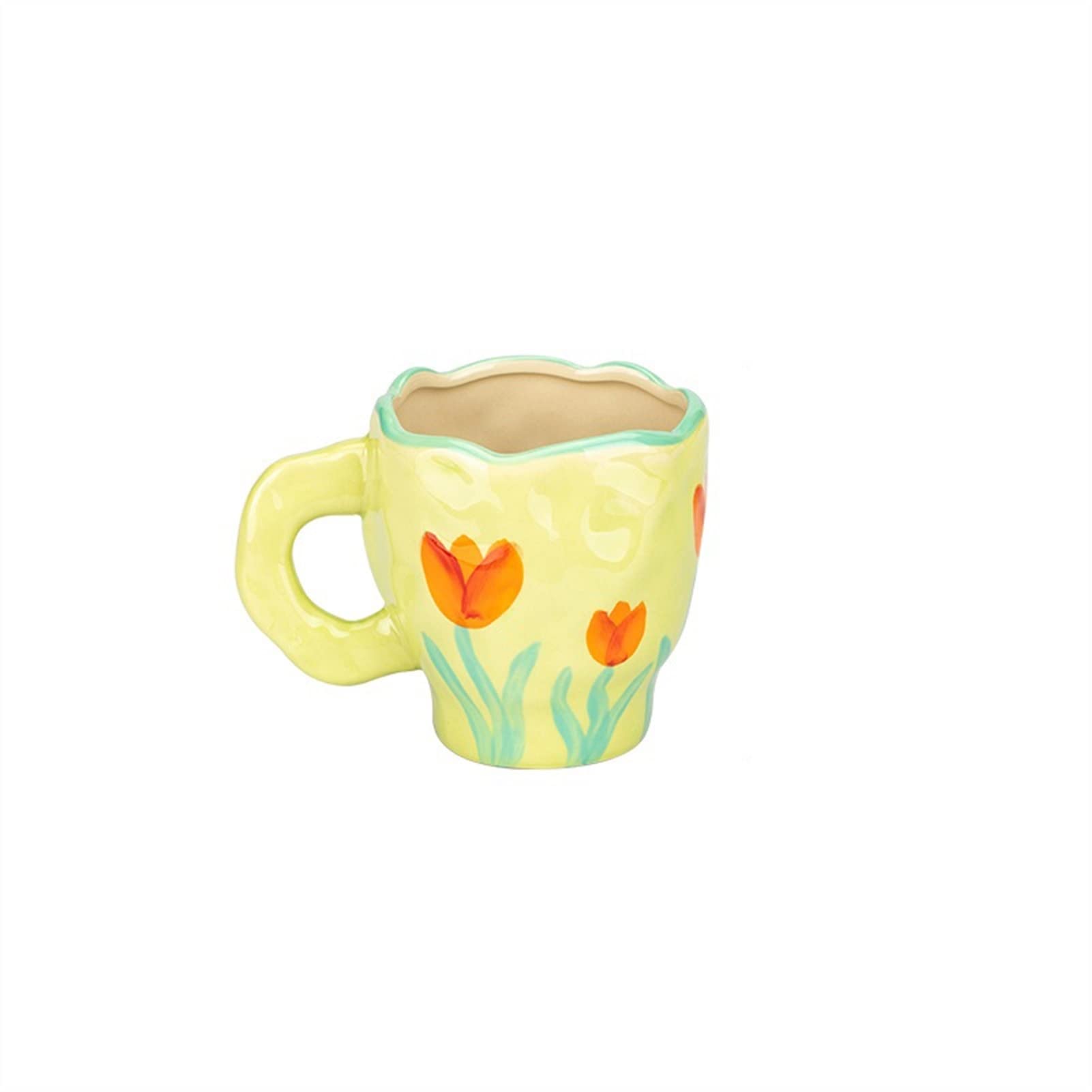 Taza de café de cerámica Taza de café de cerámica Taza de Oficina en casa con platillo Flores pintadas a Mano Desayuno Taza de Jugo de Leche Creativo
