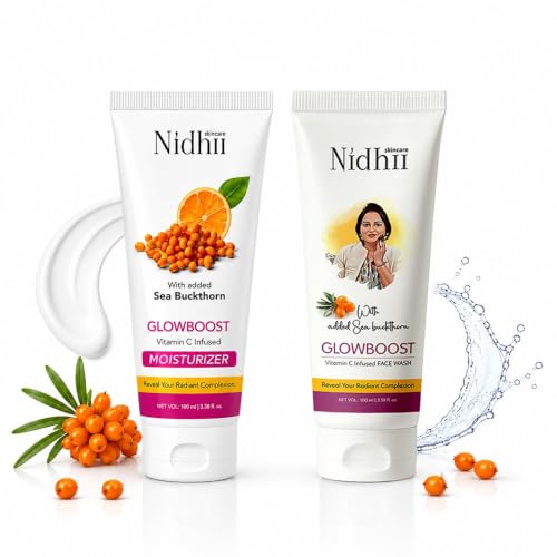 Image of Glowboost Face Wash & Vitamin C Infused Moisturizer with Sea Buckthorn, Aloe Vera & Glycerin | Gentle Cleansing & Hydrating Daily Face Care | Suitable for All Skin Types