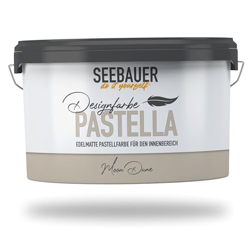 SEEBAUER diy Pastellfarbe PASTELLA Beige 2,5L (Moon Dune) Edelmatte Wandfarbe Beige - Innenfarbe sehr hohe Deckkraft - Matt, Abwaschbar und Tropffrei