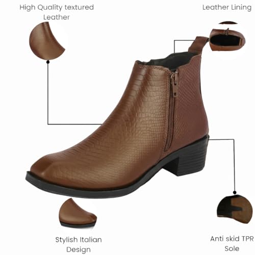 Image of Men's Chelsea Boots with Zipper closure | Croc Textured Leather | Cuban Heel | Italian Design | TPR Sole | Cushioned Insole