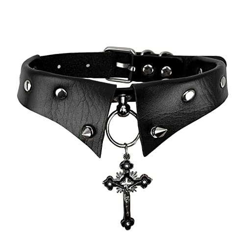 JOYMIN Fashion Choker Necklace PU Leather Halloween Collar Necklaces for Women Goth Choker Jewelry Adjustable Punk Collar