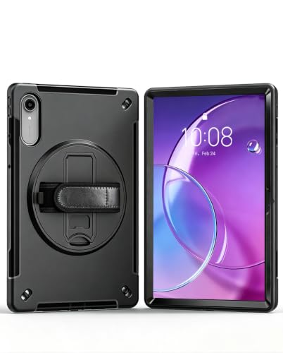 Image of Junfire Protective Case for Lenovo Idea Tab Pro Gen2 13-inch 2026,Black | Shockproof, Hand Strap, 360Rotating Stand, Pencil Holder, Carrying Strap, Hard Shell