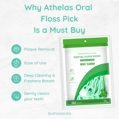 Athelas Fresh Mint Dental Floss Picks | Dentist Designed & most convenient teeth Flosser for fresh Breath & complete oral plaque removal (Fresh Mint) - Image 3 thumbnail
