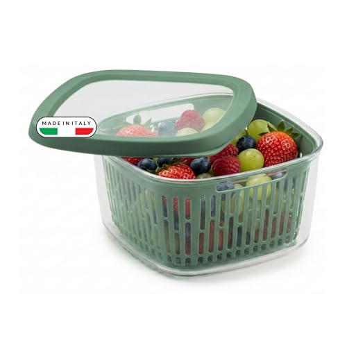 Snips, Boîte de Conservation avec Boite Rangement Frigo Verte, 1,50 L, Grille Intérieure, 17,5 x...