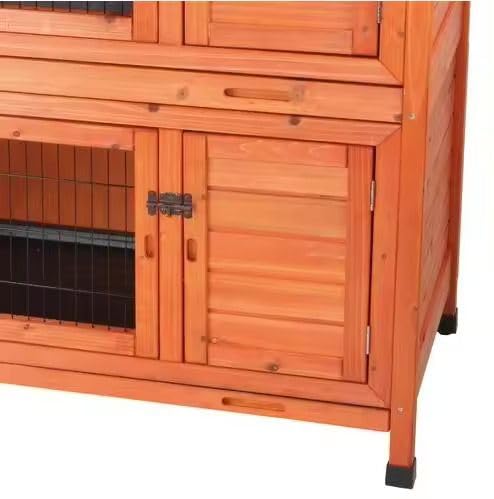 Divit Jaula para conejos con rampa para animales pequeños, 2 niveles, exterior de madera de abeto
