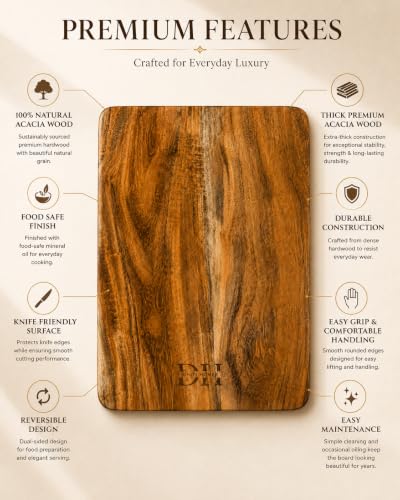 Image of Acacia Wood Cutting & Chopping Board | Eay to Use| Anti-Bacterial |Food Safe | Small 13x8x1 Inch