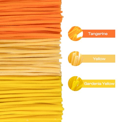 Image of Caydo 300 Pieces Yellow Orange Pipe Cleaners for Flowers Making, Thick Fluffy Chenille Stems for Kids Creative Arts & Crafts and Home Decorations