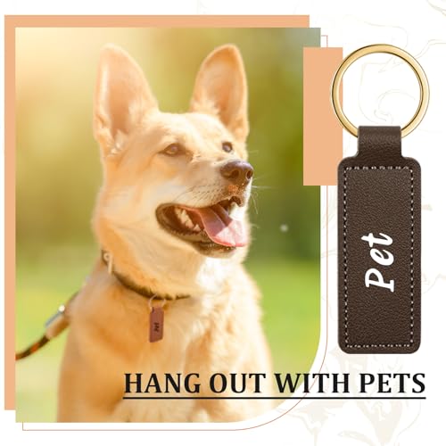 Image of Leather Key Fob Kit with Metal Rings, PU Leather Keychains Blank for Laser Engraving, DIY Craft Tools