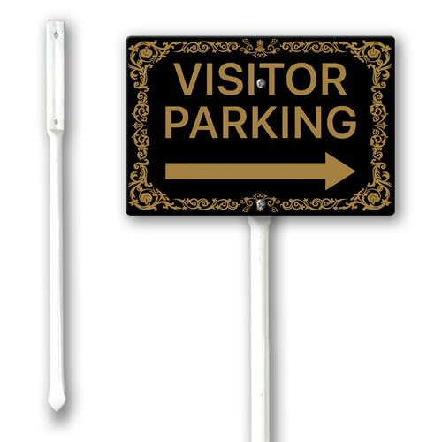Geroclonup Visitor Parking Yard Sign with Stake Right Arrow Sign 20x30cm Sturdy Aluminum Fade Resistant Lawn Decoration for Front Door Garden Outdoor Use