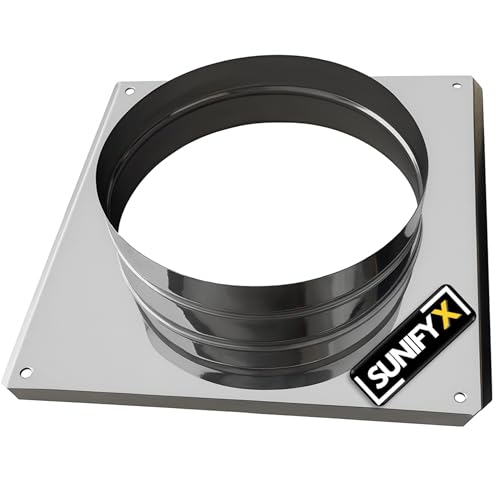 Placa base de acero inoxidable SUNIFY para cazuela de chimenea y placa de chimenea, placa para chimenea adecuada para campana de chimenea (DN 150–300mm) (20x20x150mm)