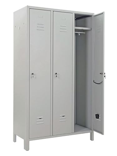 eacommerce Armadio Spogliatoio 3 Posti Grigio RAL 7035 (Spogliatoio 3 Posti, Metallo, 100x35x180H cm)