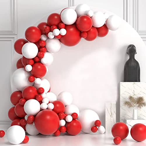 Image of 200 Pcs Red and White 5 Inch Balloons Matte Thicken Latex Small Balloon for Wedding Birthday Graduation Baby Shower Christmas Valentine's Day Party Decorations