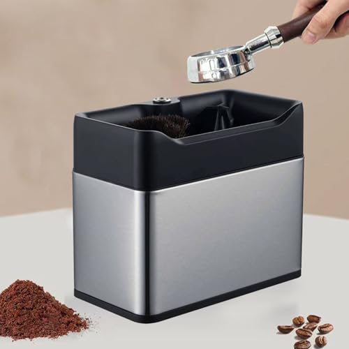 Glowdora Limpiador Eléctrico Automático De Café para Mango De Cafetera Espresso - con Cepillo Y Separador De Polvo - Limpiador Portafiltro De Café De 58 Mm Silver