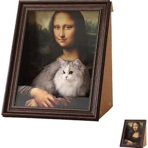 Nihig アート キャットベッド/キャットハウス クリエイティブな油絵キャットベッド 猫の爪とぎボード フォトフレーム 取り外し可能なブラウンフレームとコンパクトデザインキャットベッド/キャットハウス ペット用品 ギフト (A)