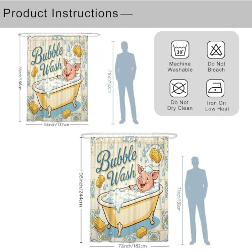 Rideau de douche grand format en polyester robuste motif rigolo pour décoration soignée - 4