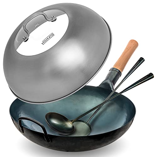 Wok redondo azul YOSUKATA 14" con tapa y utensilios miniatura 1