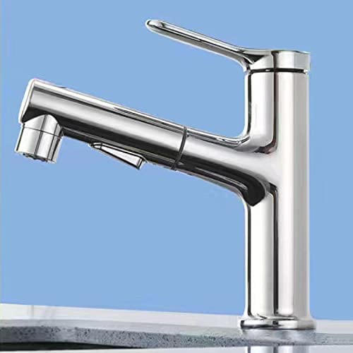Robinet de lavabo avec pulvérisateur traction et 3 jets d'eau chrome