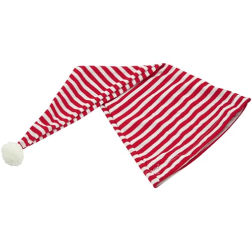 Gorro de dormir a rayas para carnaval y carnaval, divertido gorro con pompón como accesorio de disfraz para hombre y mujer, gorro en rojo, azul o negro, gorro unisex para fiesta (rojo y blanco)