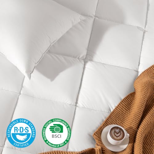Shilucheng Goose Feather Down Comforter Queen Size, 100% Cotton Cover - image 7
