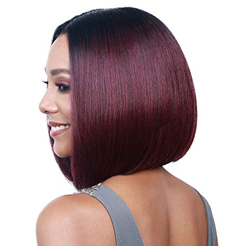 T99j Dark Wine Ombre Human Hair Bob Wigs Short Malaysia Virgin Hair Full Lace Front Wigs for Black Women (8"LaceFrontWig)