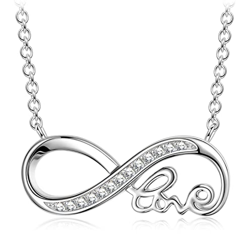NINAWISH Kette Damen Silber 925 Infinity Halskette Liebe Weißgold Geschenke Cover