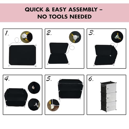 Image of KRISHYAM 6 Tier Shoe Rack with Doors, Foldable Dustproof Shoe Organizer Cabinet, Space Saving Waterproof Shoe Stand for Home, Entryway, Bedroom & Balcony, Black