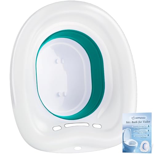 xemieau Sitz Bath for Toilet - Sitz Bath for Postpartum Soak and Steam - Yoni Steam Seat - Perineal Soaking - Foldable Basin for Hemorrhoids - Universal Fit