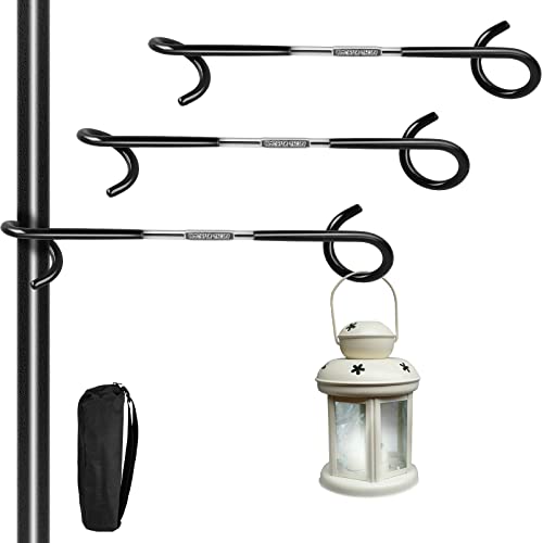 above zero 3 soportes para linternas de camping con doble cabezal, ganchos para camping, con 1 bolsa de almacenamiento para camping, linternas colgantes, hervidores de agua, bolsas de basura Cover