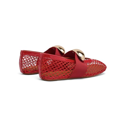 Bailarinas Mary Jane planas de malla con pedrería y hebilla ajustable 7