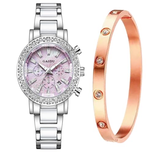 Montre femme diamant véritable calendrier contre l'oubli quotidien