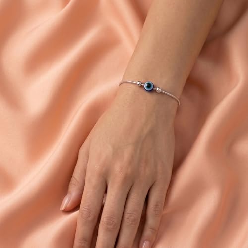 Image of Evil Eye Bracelet for Women | Pure 925 Sterling Silver Women Nazariya Bracelet | Stylish, Trendy, Adjustable & Comfortable for Everyday Wear | Gift for Girlfriend & Wife