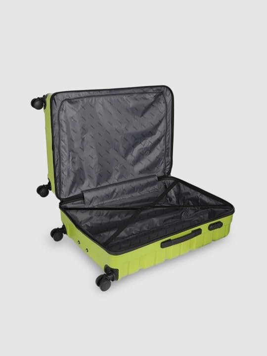 Image of Teakwood Small-Medium-Large 8 Wheels Trolley Bag, Hard Cabin with Zipper Closure, Adjustable Push Button & Cross Side Strap, TSA Lock System 360 Degree (Set of 3, Lime Green)