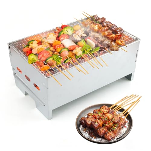 Barbacoa Carbon, yisight Barbacoa Portatil, Barbacoa Plegable, Barbacoa de Mesa, Incluye Guante, parrilla Camping, Terraza, Balcón