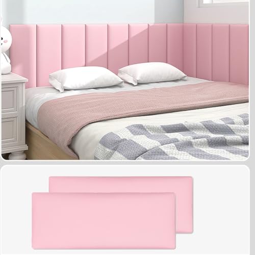 Wall Mounted Upholstered Headboard, 3D Soundproof Wall Panels Peel and Stick for Queen Size, Bed Headboard in Light Grey (6 Panels, 9.84" X 19.68"),Pink,50x25CM/3 Pcs