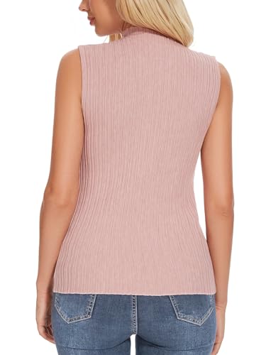 Image of Biffexu Womens Textured Tank Top Mock Neck Sleeveless Slim Fit Vest Top