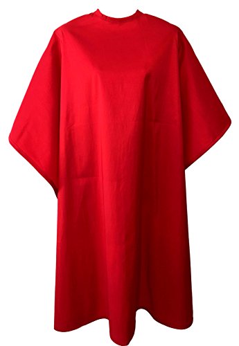 JNxcel Premium Quality Water Repellent Nylon/Polyester Fabric Hair Salon & Barber Hair Cutting & Shampoo Cape with Snap Closure (Red)