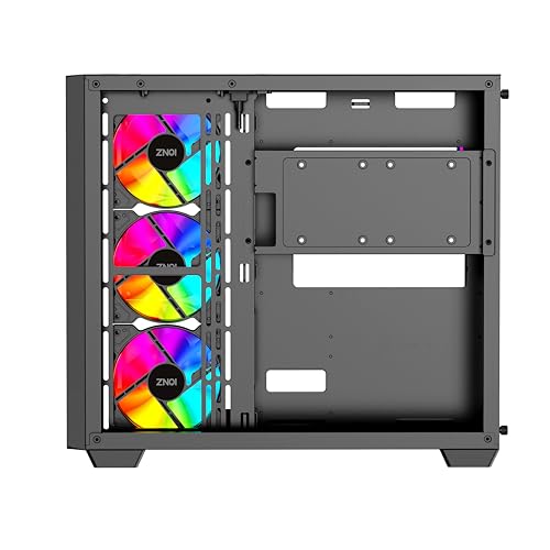 IONZ KZ-ZE/B PC Gaming Case, ATX Mid Tower, Dual Chamber Dynamic Extended Series,Tempered Glass, 4 x ARGB PWM Fans Included - Black - Image 7
