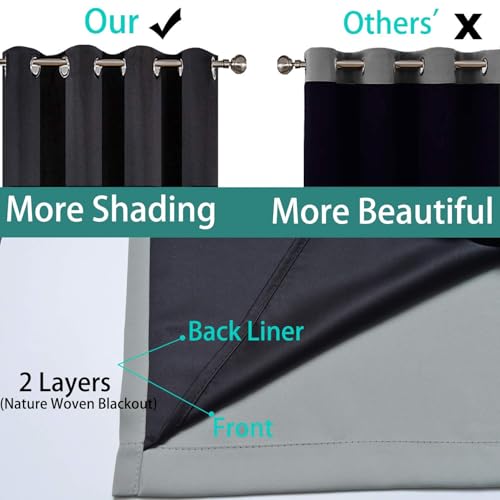 Image of Yakamok Grey Blackout Curtains 84 Inches Long for Bedroom 52 inch Wide 1 Panel | Blackout Curtain Panels for Bedroom, 2 Thick Layers Grommet Top Thermal Insulated Drapes with Black Liner for Living Room