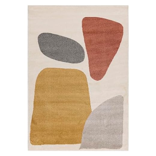 Mazovia Tapis Salon Moderne Géométrique Motif - Design Minimaliste - Douceur Moquette pour Salon - Oeko-TEX Tapis à Poils Courts - Crème 80 x 150 cm