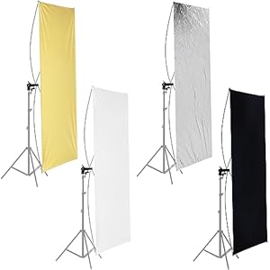 Neewer 35″ x 70″/ 90 x 180cm Photo Studio Gold/Silver & Black/White Flat Panel Light Reflector with 360 degree Rotating Holding Bracket and Carrying Bag
