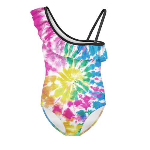 Image of Girls One Piece Swimsuit Ruffled Halter Bathing Suit with Adjustable Strap Beach Sport Swimwear for 3-14 Years
