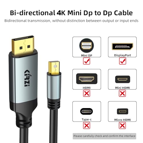 Cable mini DP a DP 2K a 240Hz con soporte HDR y FreeSync G-Sync 2