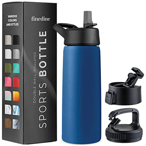Triple-Insulated Stainless Steel Water Bottle with Straw Lid - Flip-Top Lid - Wide-Mouth Cap (25 Oz) Insulated Water Bottles, Keeps Hot and Cold - Sports Canteen Water Bottle Great for Hiking & Biking
