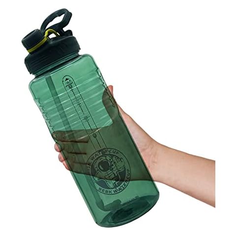 RUIXUE Water Bottle 2-2.3L,Water bottles with straw,BPA-Free Sports Water Bottle,Leakproof large water bottle,Drinks Bottle with millilitre indicator,for School,Home,Office,Gym. (2.3 liters green) Cover
