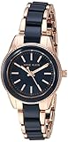 Anne Klein Women's Rose Gold-Tone and Navy Blue Resin Bracelet Watch, Rose Gold/Navy Blue (AK/3212NVRG)