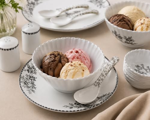 Image of Melvio By Malti 6 Pcs Tea Spoon Set for Dining & Dessert | Premium Melamine Spoons with Elegant Design | Microwave & Dishwasher Safe Spoons for Tea, Coffee, Ice Cream, Dessert | White, 5.5 Inch