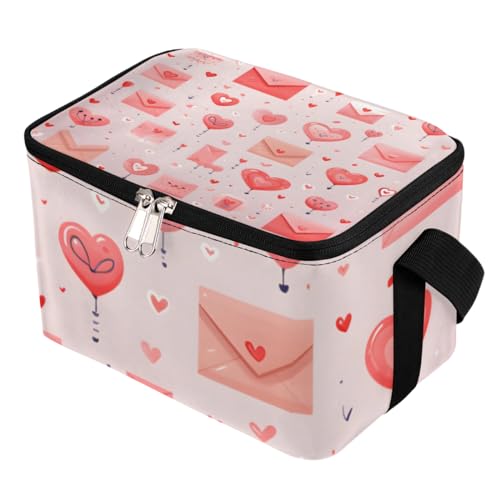 GzLeyigou Lunch Bags for Women Men 9 Cans,Love Messages Hot & Cold Food Delivery Bag Insulated Grocery Bag Insulated Lunch Box Valentine's Day Element Cooler Bag for Office Work Picnic Beach